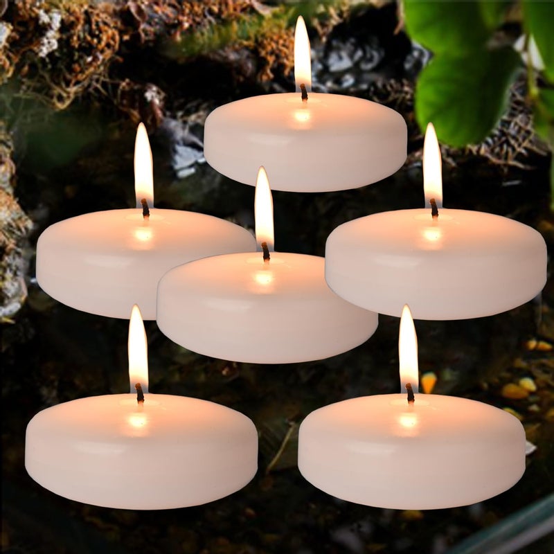 Nancia 3 inch Floating Candles,24Pack White Dripless Wax Unscented Wax 13-15Hours Burning, Wedding Party Candles,for Centerpieces Suitable for Cylindrical Vases,Swimming Pool,Restaurant Decoration - Image 1